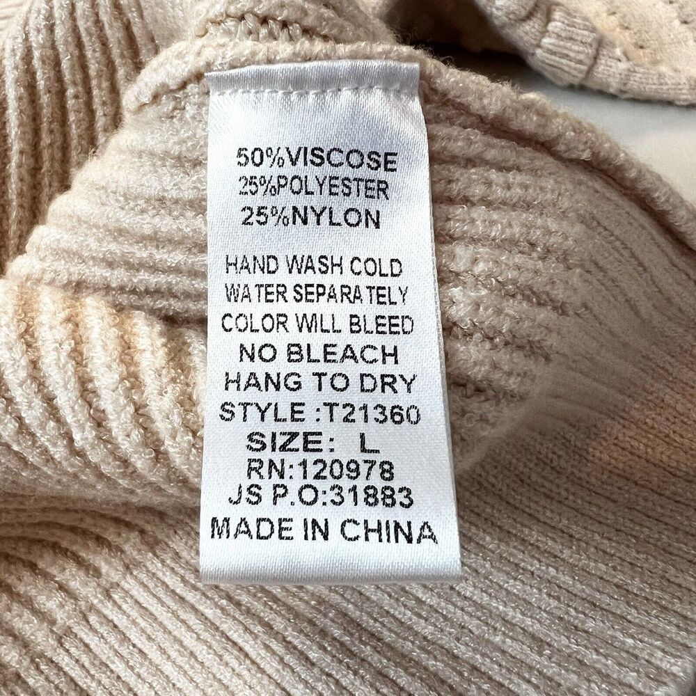 Entro Sweater Pullover Textured Ruffle Sleeve Peachy Tan Women’s L - Picture 10 of 12